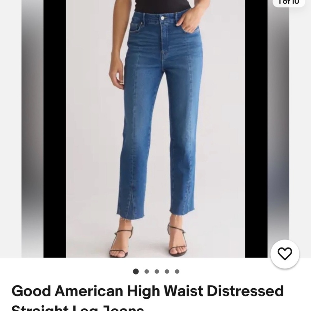 Good American Indigo High Waist Distressed Straight Leg Jeans - Size 2 /26